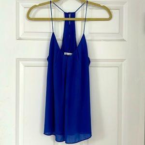 Blue Blouse with Gold Button Detail on Back